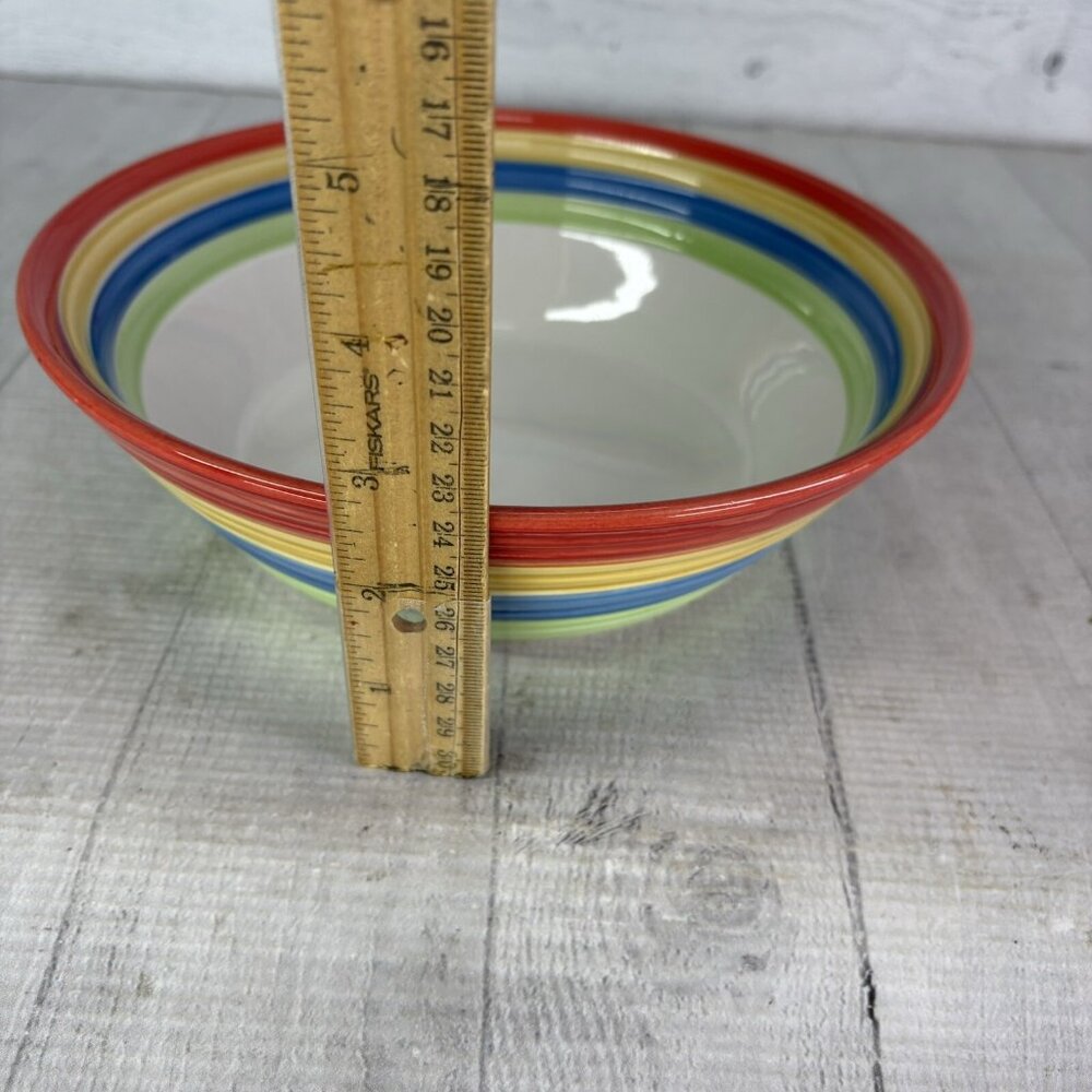 Gibson STYLISH LIVING RAINBOW STRIPES Multicolor Round Stoneware Serving Bowl - Picture 8 of 16
